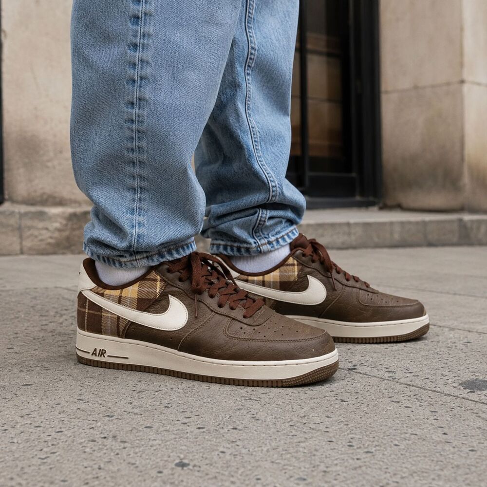 Nike Air Force 1 07 LX Cacao Plaid Brown US 15 Rare Leather Sneakers DV0791-200